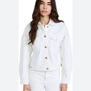 BLANK NYC White Denim Jacket Gold Buttons Sz XL
